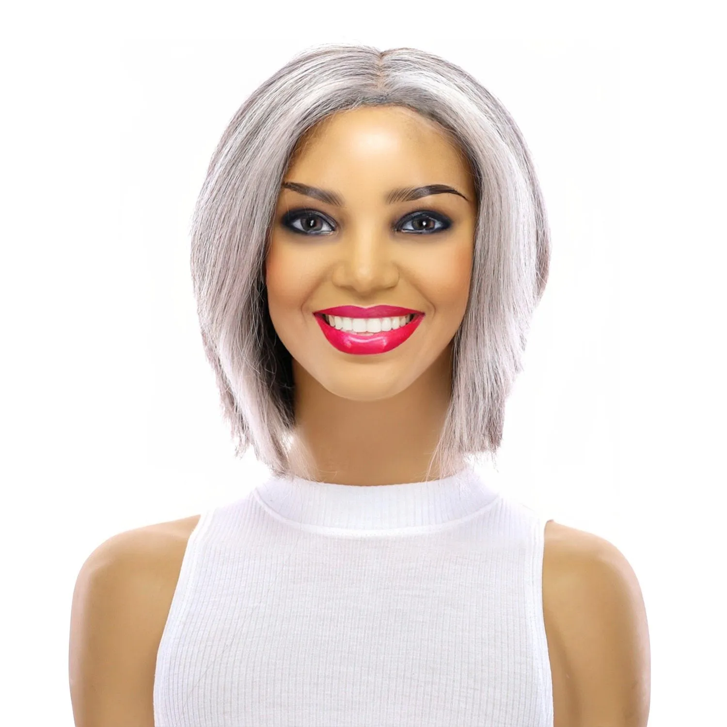 12" Halle Silk Top Wig Silver Fox