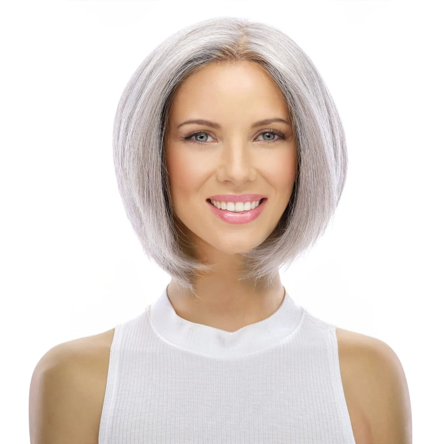 12" Halle Silk Top Wig Snow Grey