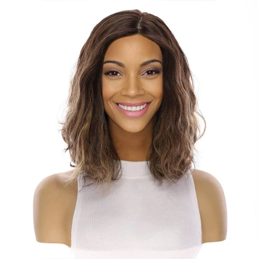 13" Victoria Silk Top Wig Dark Brown Balayage Wavy
