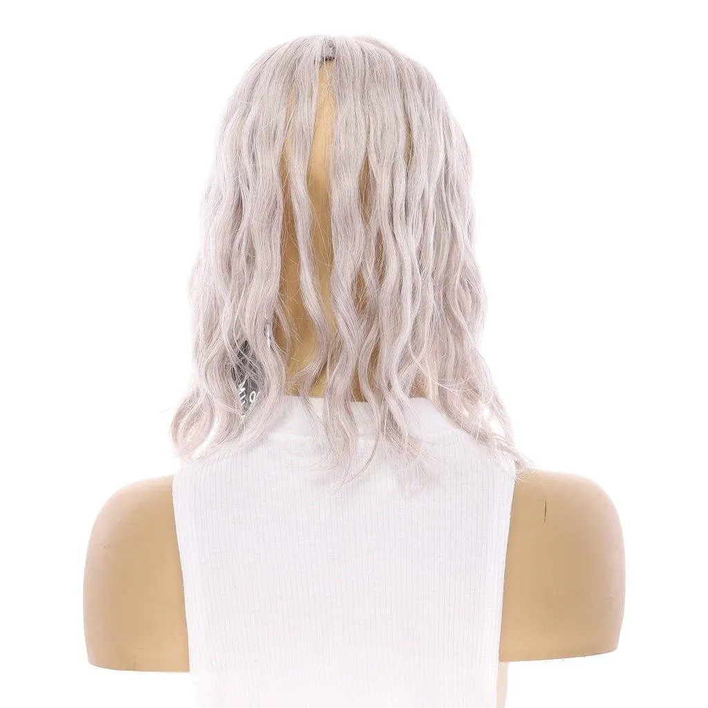 14" Emerald Silk Top Topper Snow Grey Wavy