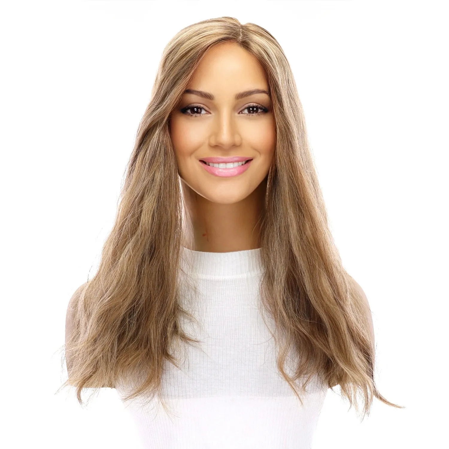 18" Emerald Silk Top Topper Medium Blonde Wavy