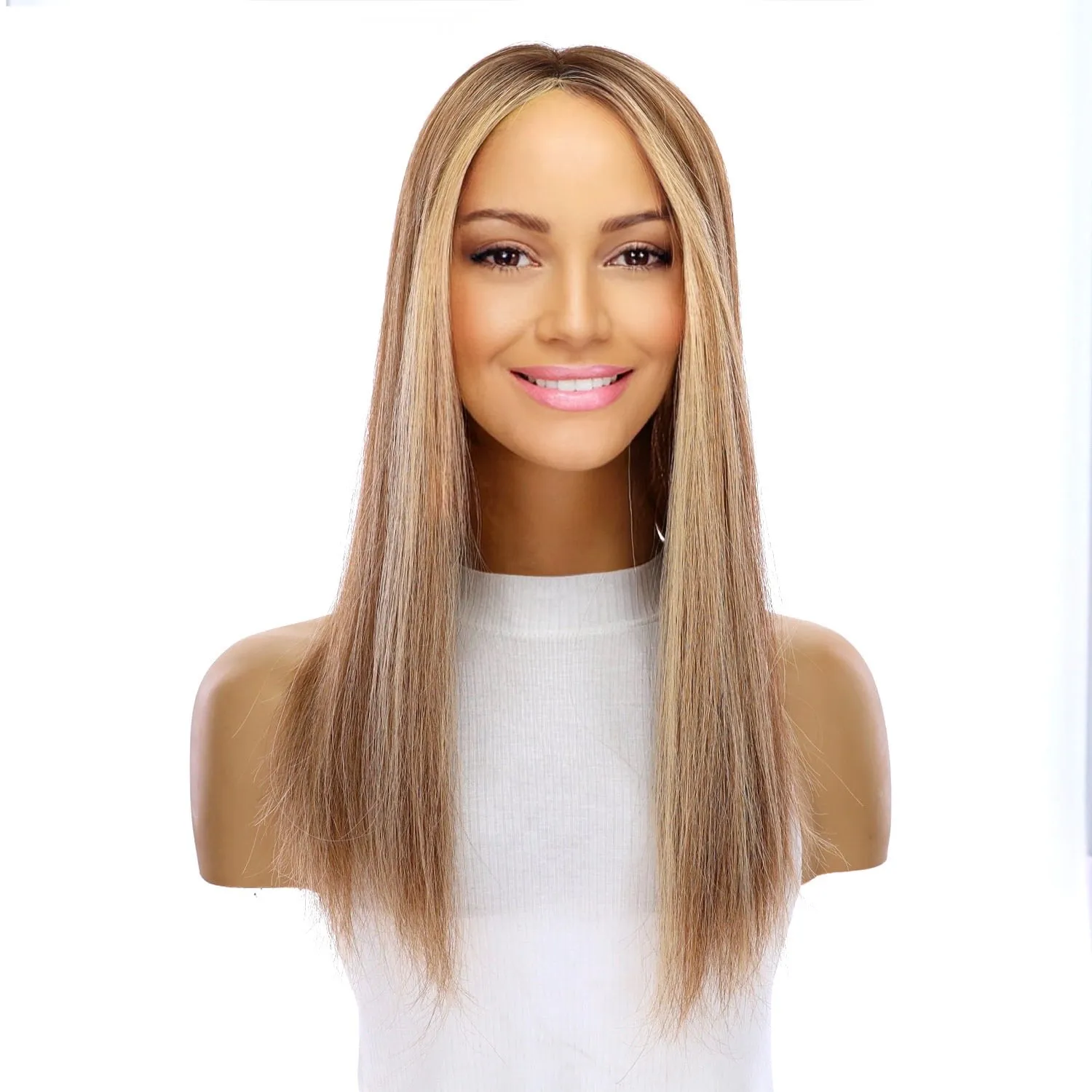 18" Emerald Silk Top Topper Medium Blonde with Highlights