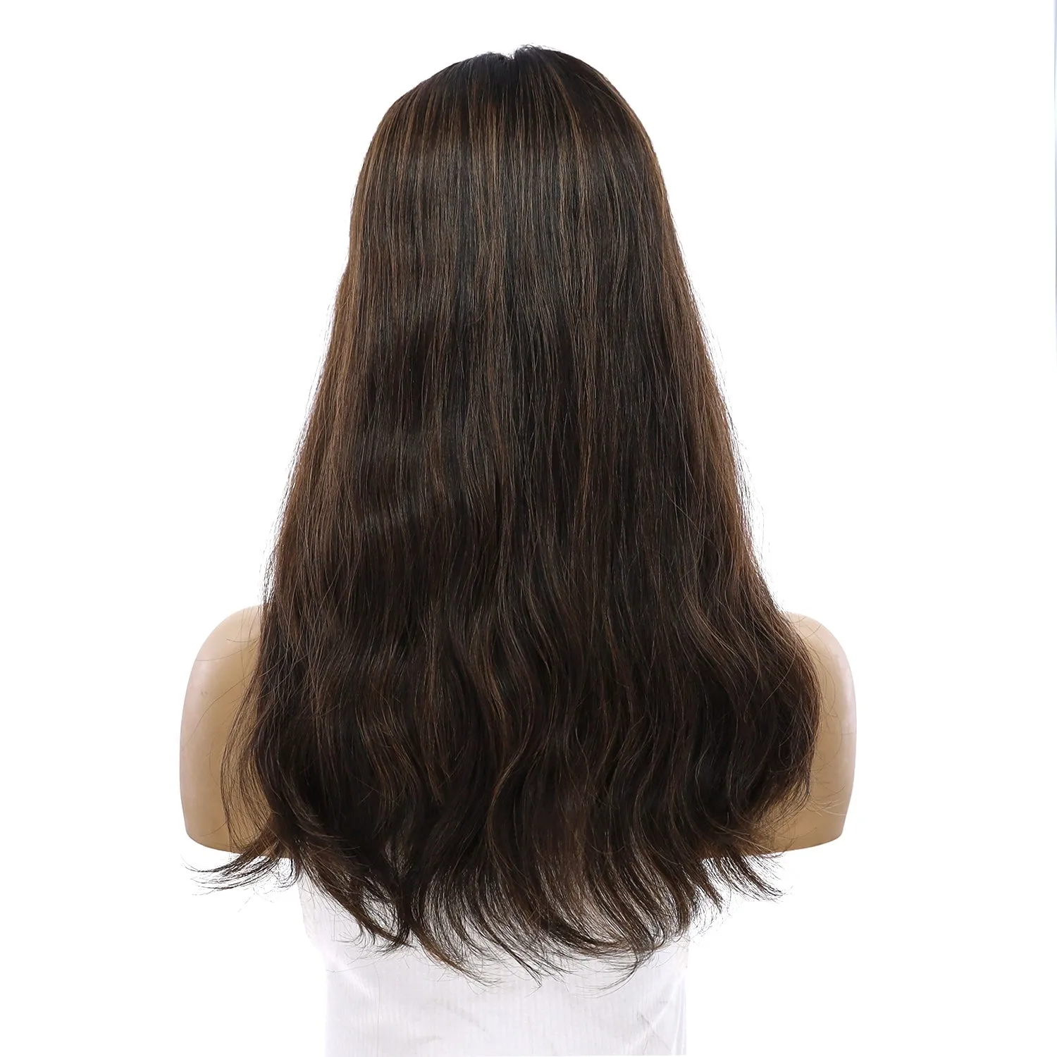 18" Emerald Silk Top Topper Soft Black w/ Highlights Slightly Wavy