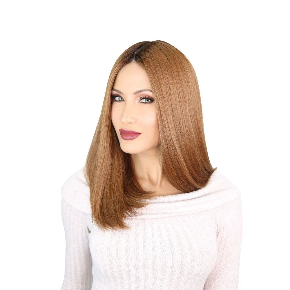 19" Nicole Silk Top Wig Copper w/ Partial Rooting