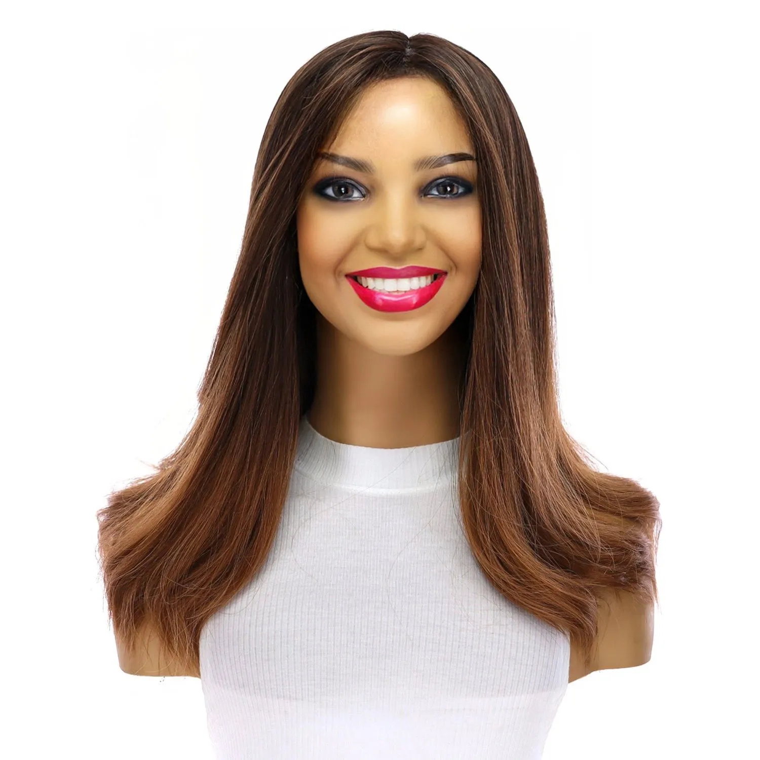 19" Nicole Silk Top Wig Dark Brown Ombre