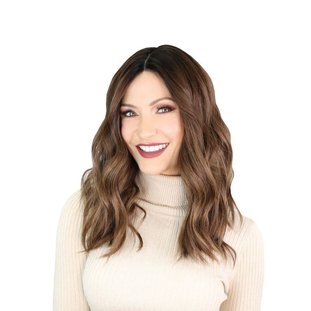 19" Nicole Silk Top Wig Medium Brown Babylight w/ Full Rooting