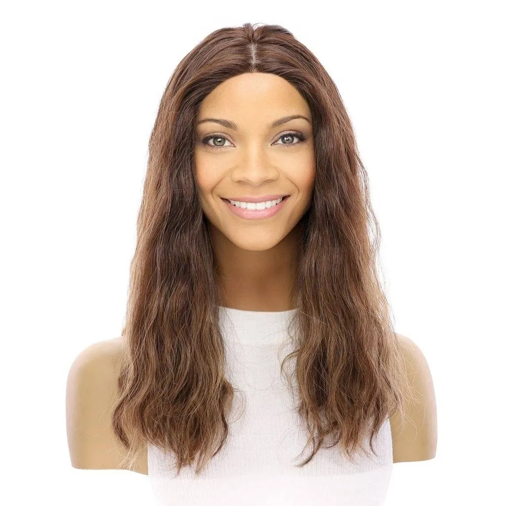 19" Nicole Silk Top Wig Medium Brown Balayage Wavy