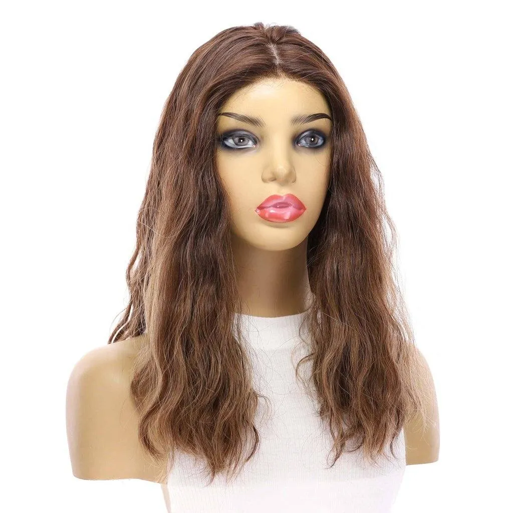 19" Nicole Silk Top Wig Medium Brown Balayage Wavy
