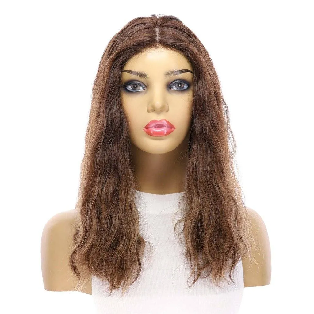 19" Nicole Silk Top Wig Medium Brown Balayage Wavy