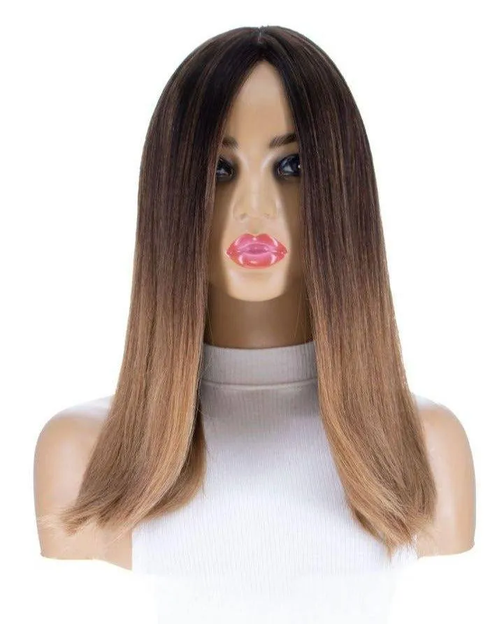 19" Nicole Silk Top Wig Medium Brown Ombre