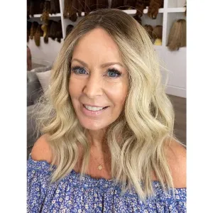 19" Nicole Silk Top Wig Platinum Blonde w/ Reverse Balayage