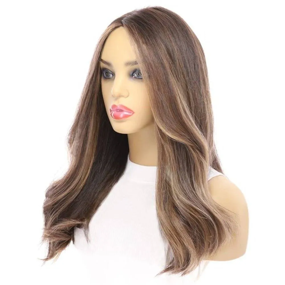 20" Luxe Silk Top Wig #Dark Brown w/ Honey Blonde Balayage