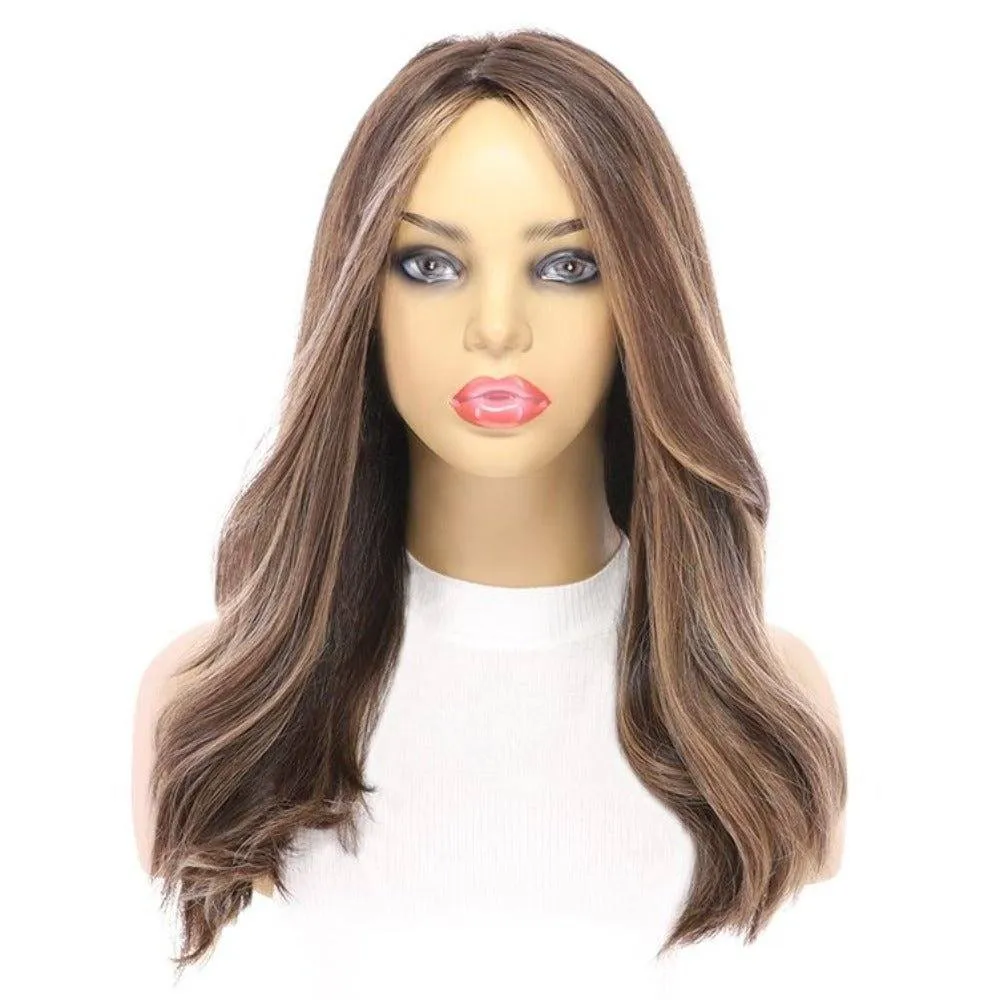 20" Luxe Silk Top Wig #Dark Brown w/ Honey Blonde Balayage