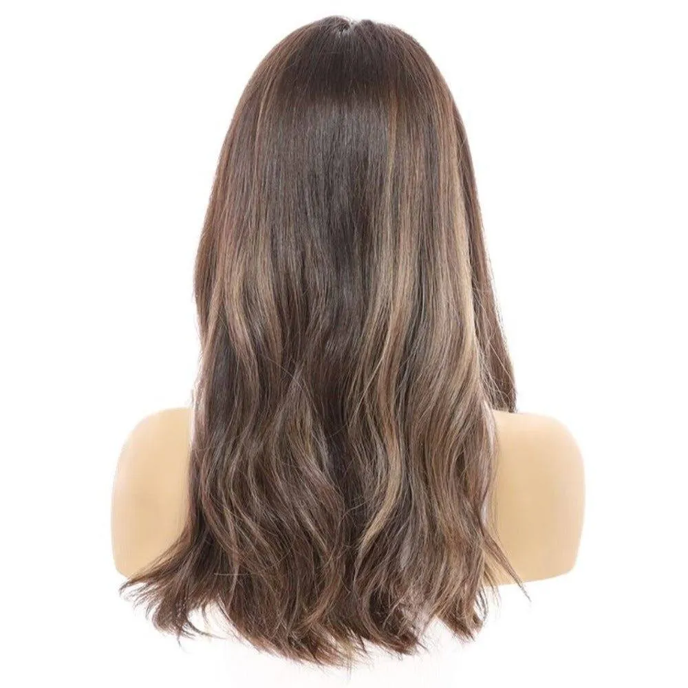 20" Luxe Silk Top Wig #Dark Brown w/ Honey Blonde Balayage
