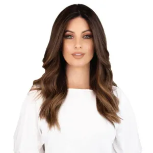 22" Reese Silk Top Wig Medium Brown Balayage w/ Rooting