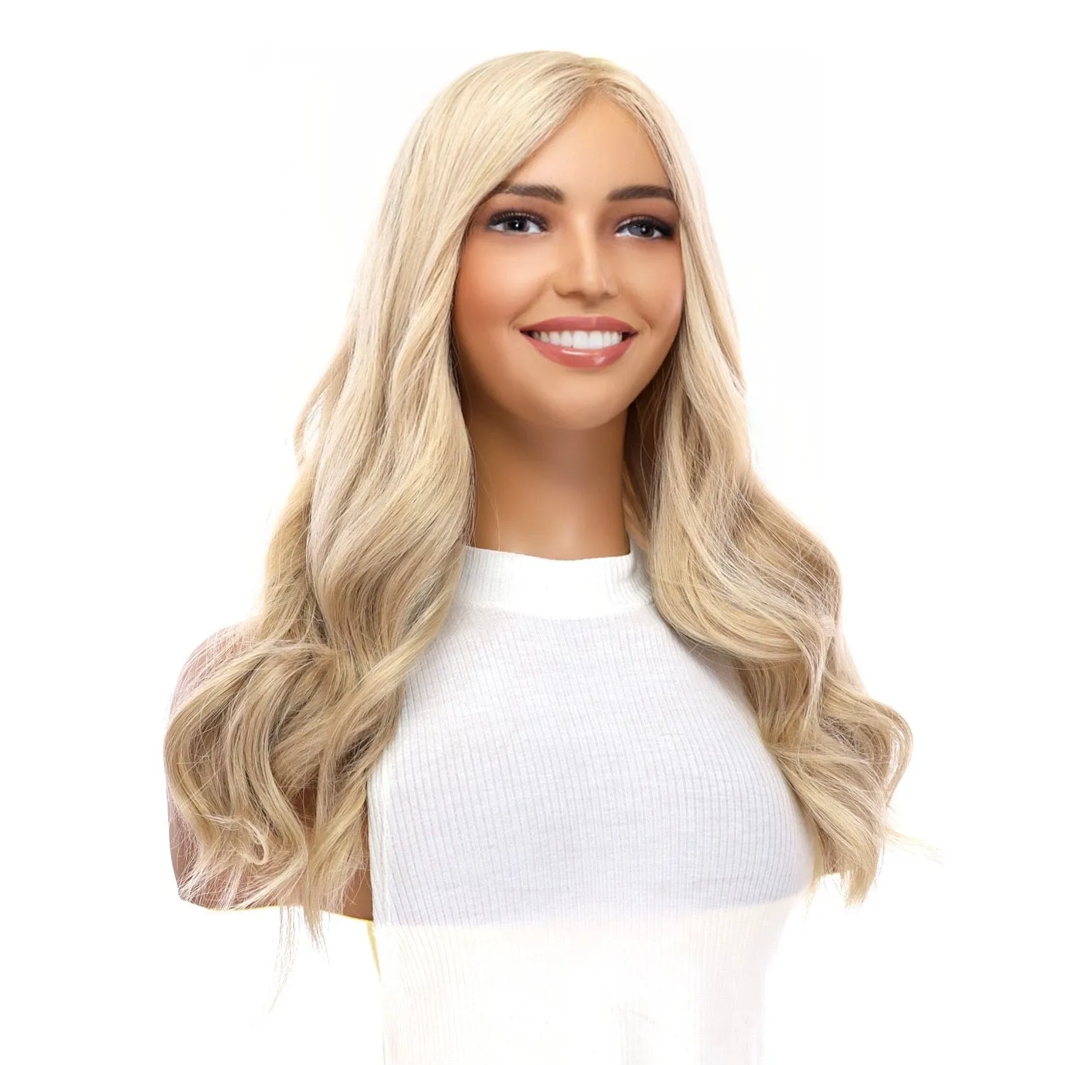 22" Reese Silk Top Wig Platinum Blonde w/ No Rooting