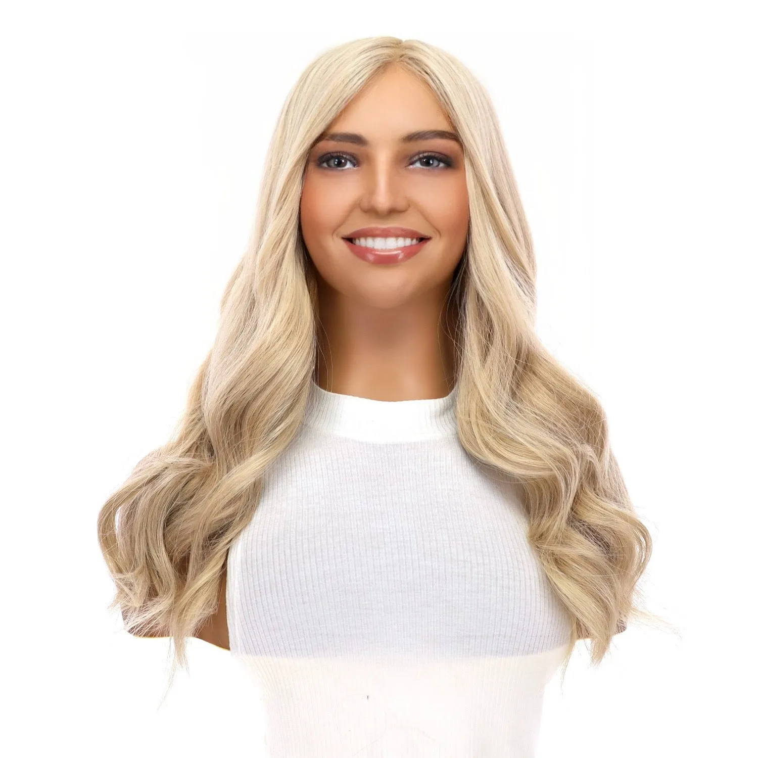 22" Reese Silk Top Wig Platinum Blonde w/ No Rooting