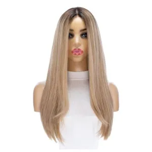 24" Gisele Silk Top Wig Ash Blonde w/ Rooting