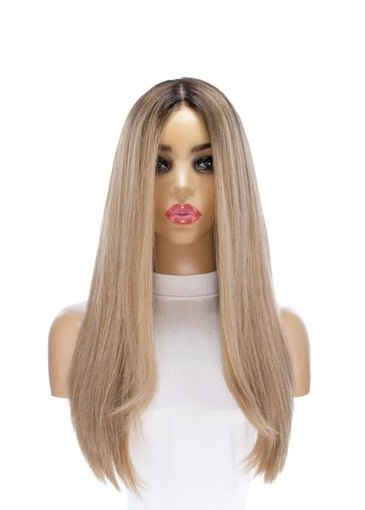 24" Gisele Silk Top Wig Ash Blonde w/ Rooting
