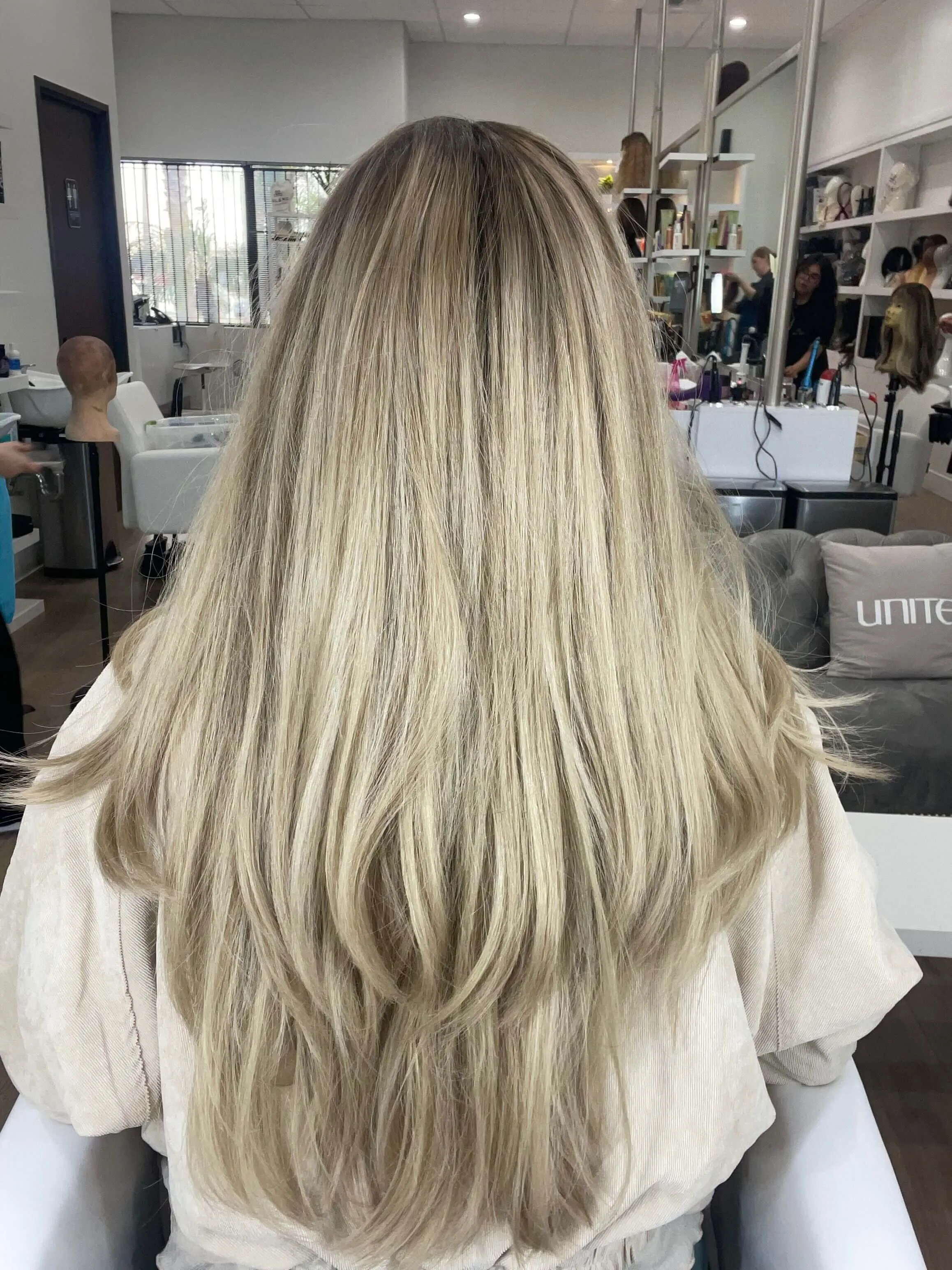 26" Amber Silk Top Wig Platinum Blonde w/ Reverse Balayage