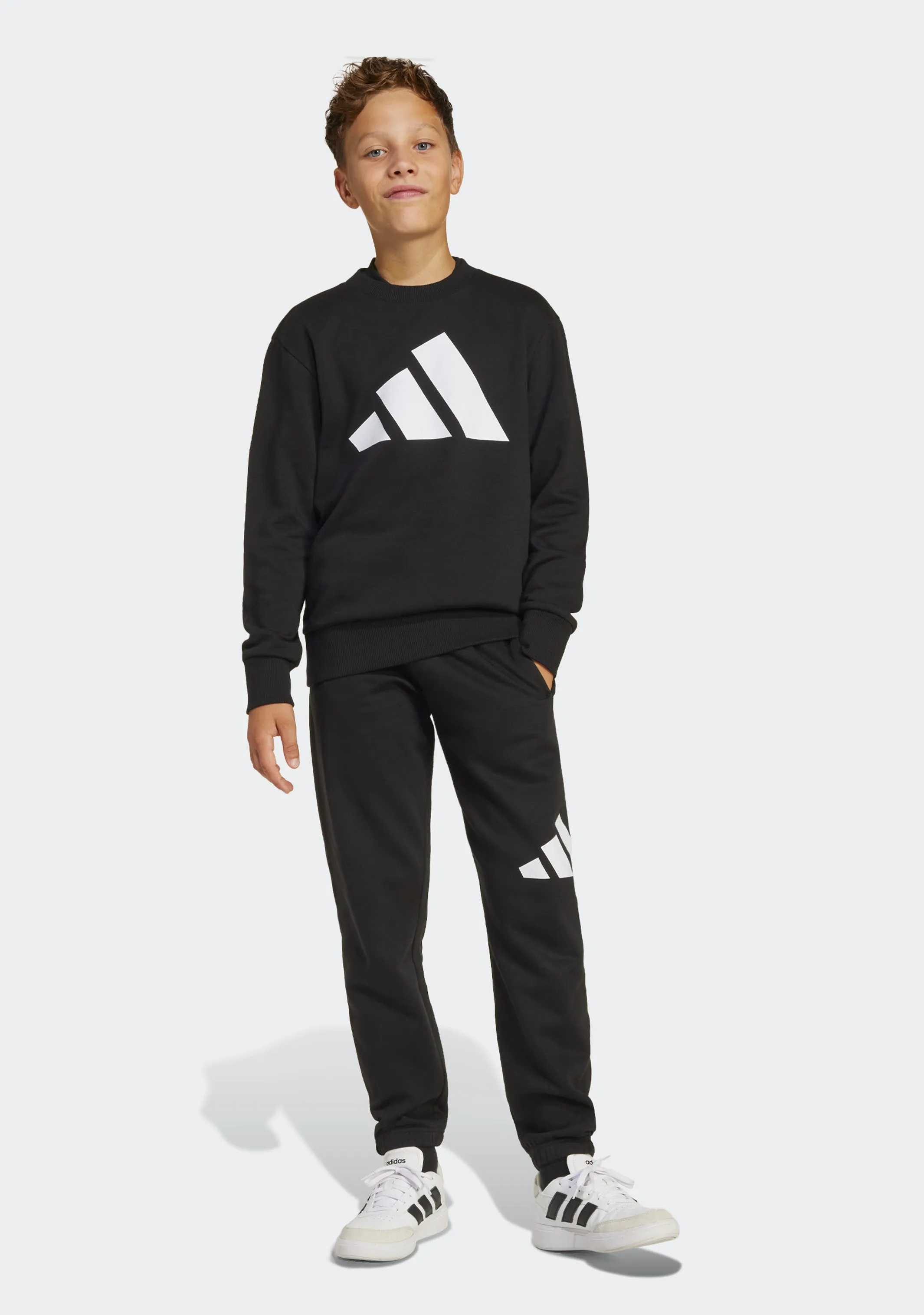 Adidas Kids' Big Logo Fleece Joggers and Crew Top Set