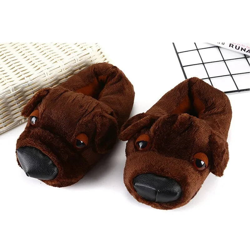 Animal Slippers Lucky Big Eye Dog Indoor Home Winter Slippers UGG Style