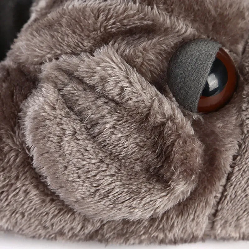 Animal Slippers Lucky Big Eye Dog Indoor Home Winter Slippers UGG Style