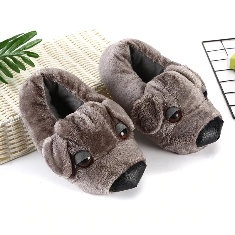 Animal Slippers Lucky Big Eye Dog Indoor Home Winter Slippers UGG Style