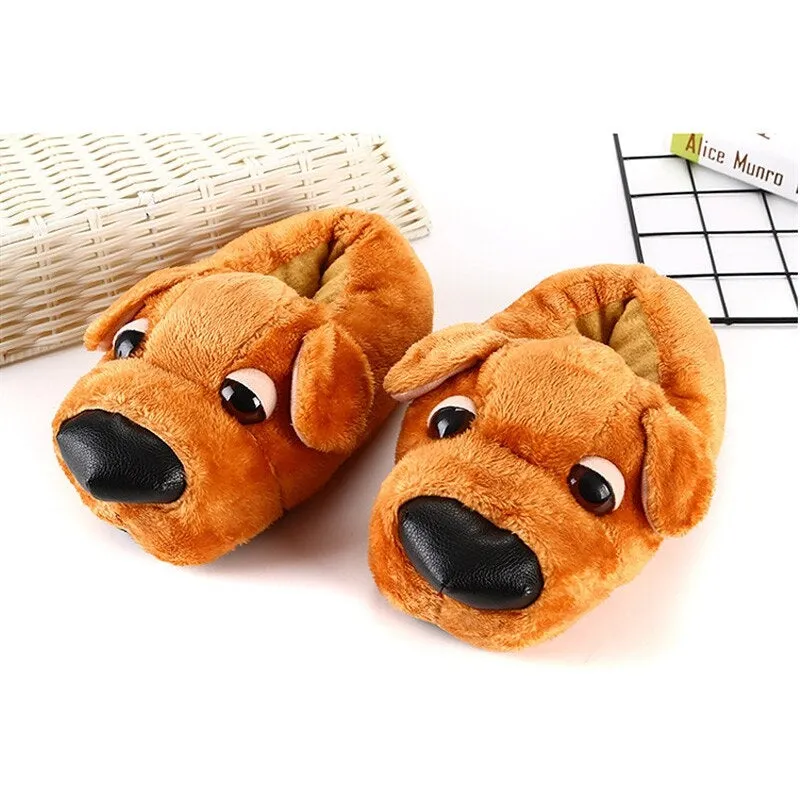 Animal Slippers Lucky Big Eye Dog Indoor Home Winter Slippers UGG Style