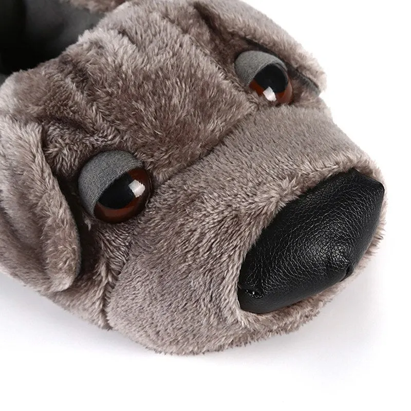 Animal Slippers Lucky Big Eye Dog Indoor Home Winter Slippers UGG Style