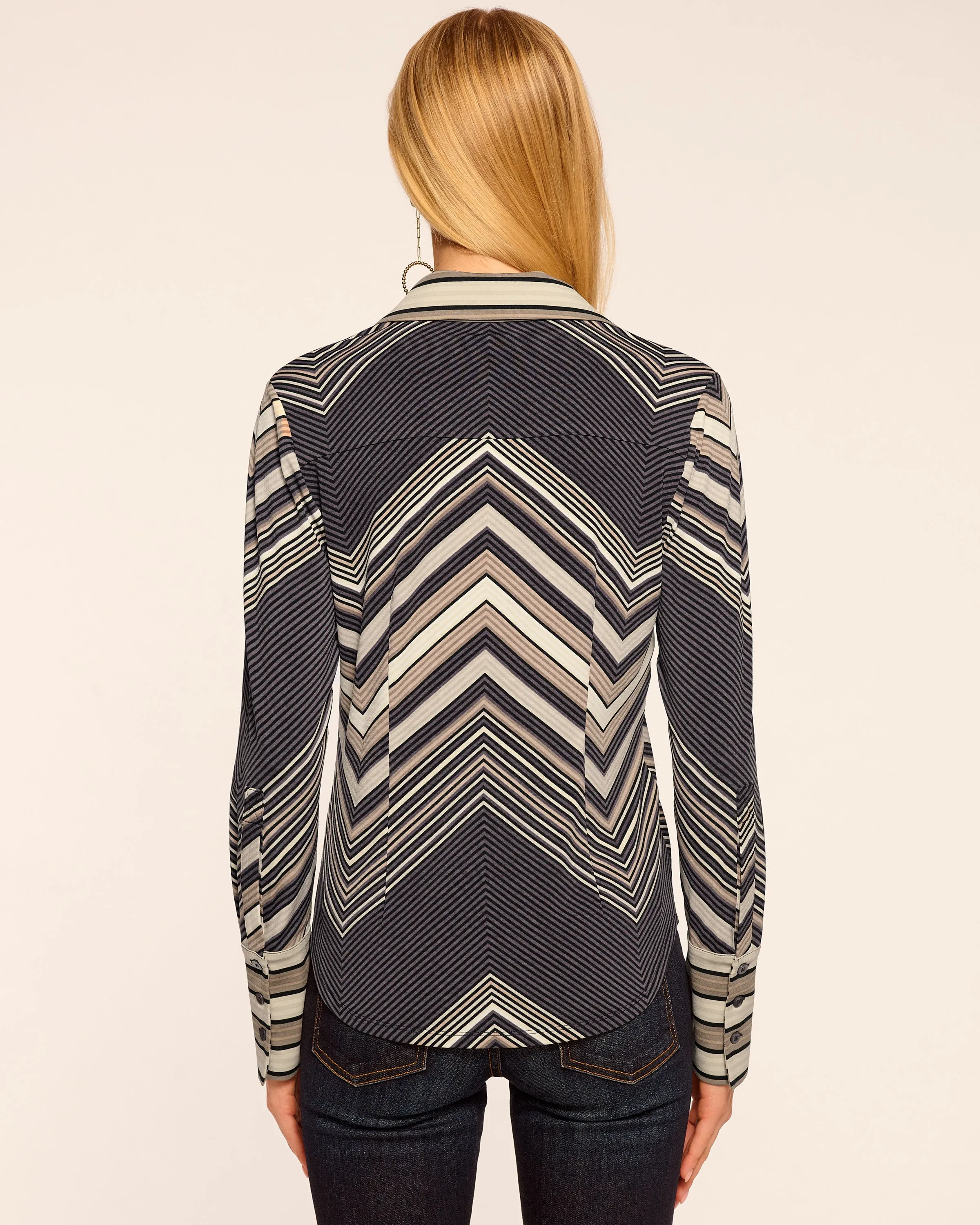 Anna Chevron Knit Button Down Top