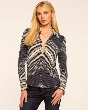 Anna Chevron Knit Button Down Top
