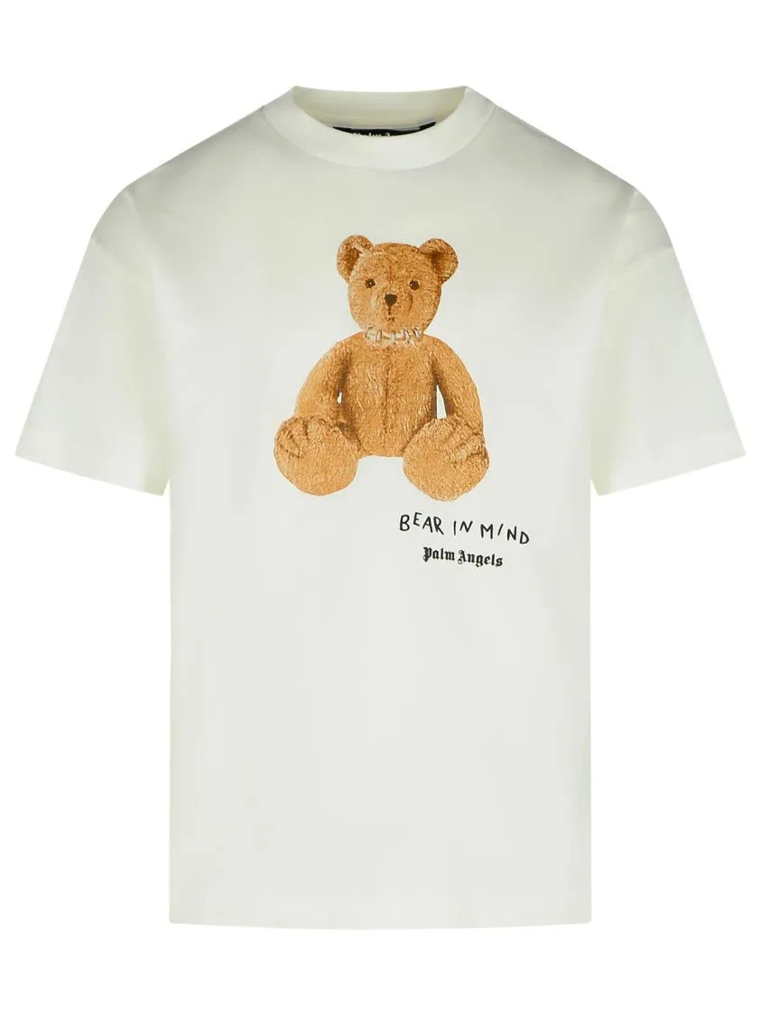 'Bear' White Cotton T-Shirt