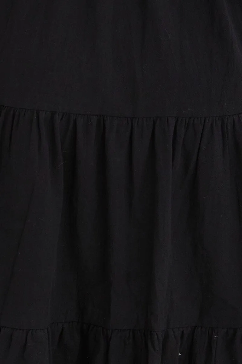 Black Dress One Shoulder Midi