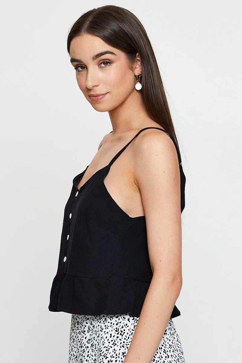 Black Peplum Top Sleeveless