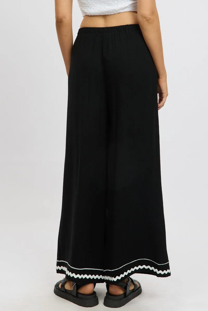 Black Wide Leg Pants High Rise