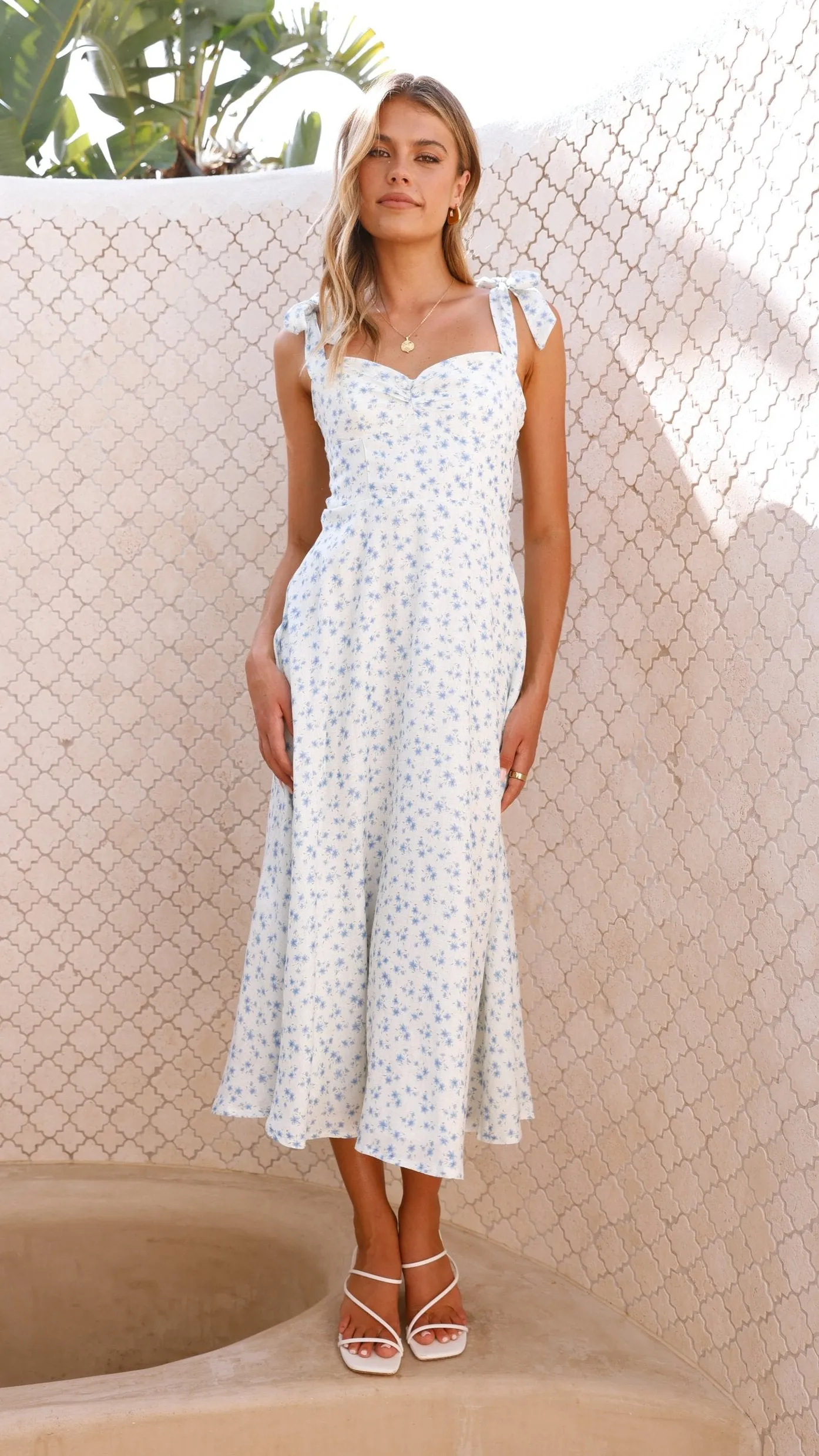 Blakely Midi Dress - Blue Floral