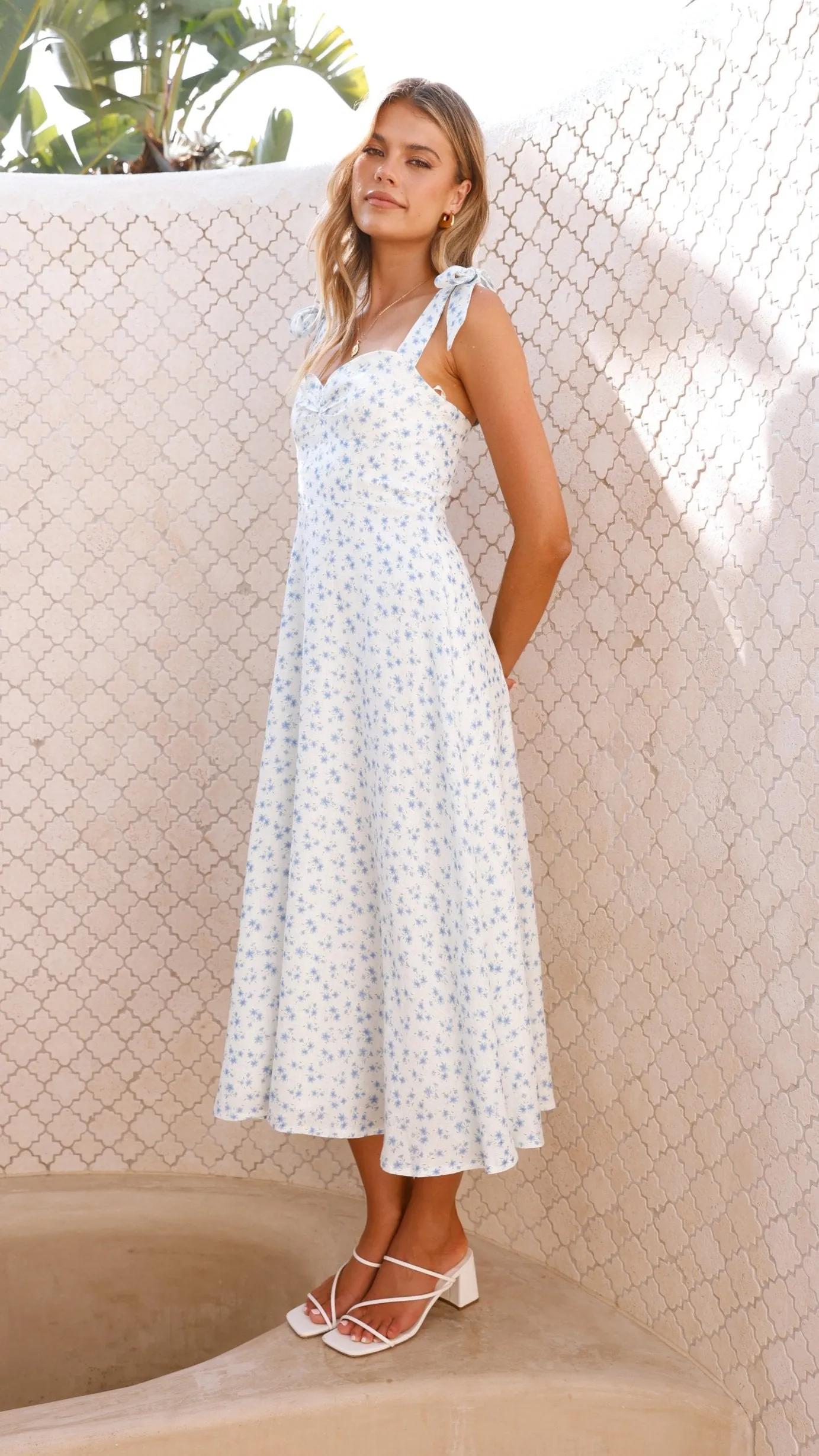Blakely Midi Dress - Blue Floral