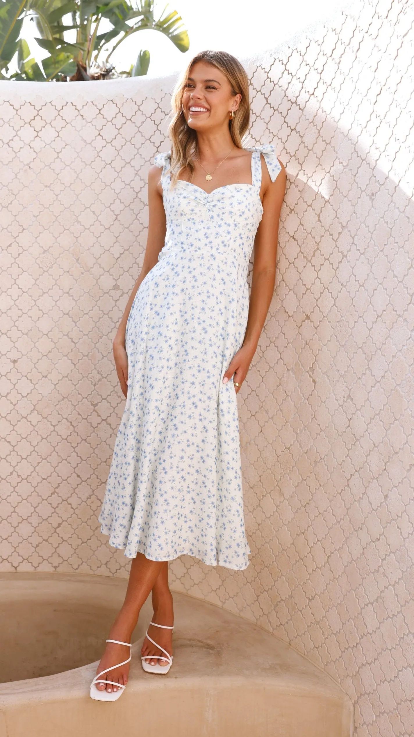Blakely Midi Dress - Blue Floral