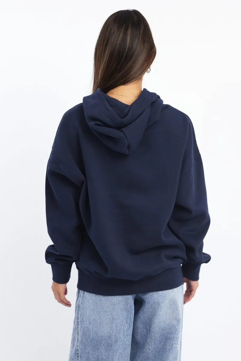 Blue Hoodie Sweater Long Sleeve