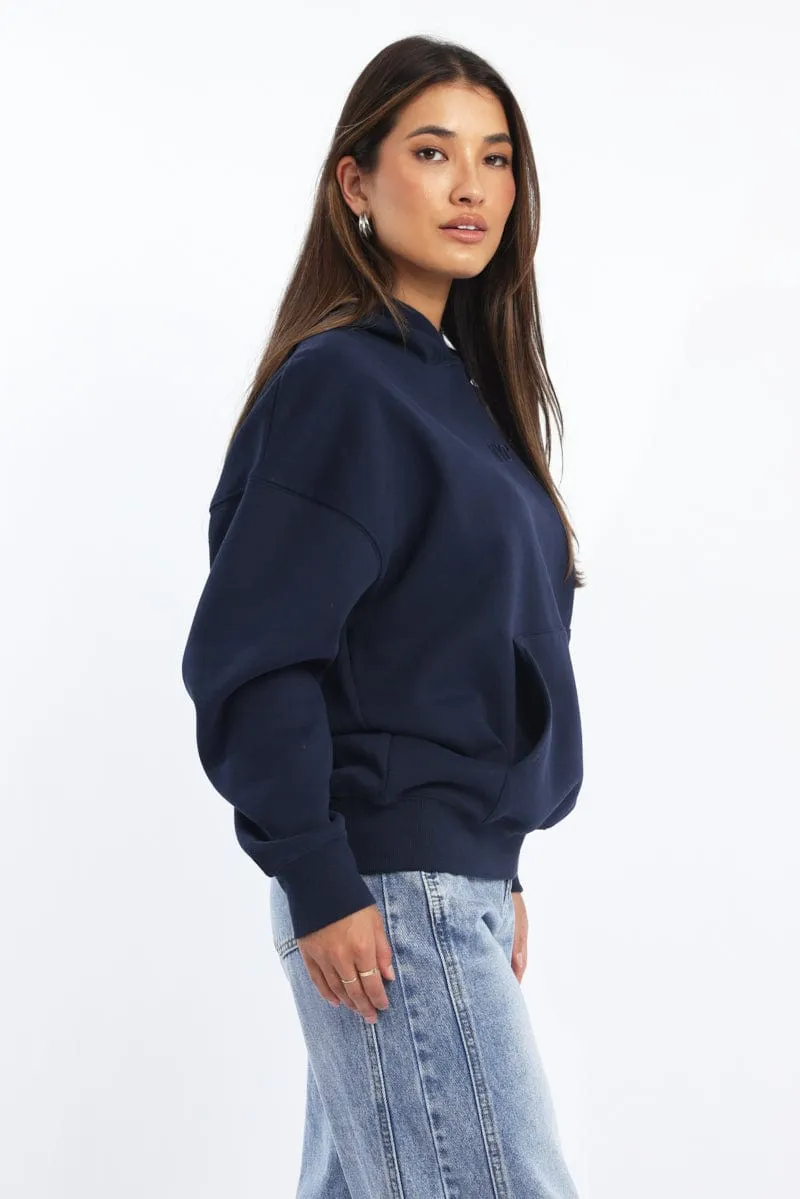 Blue Hoodie Sweater Long Sleeve