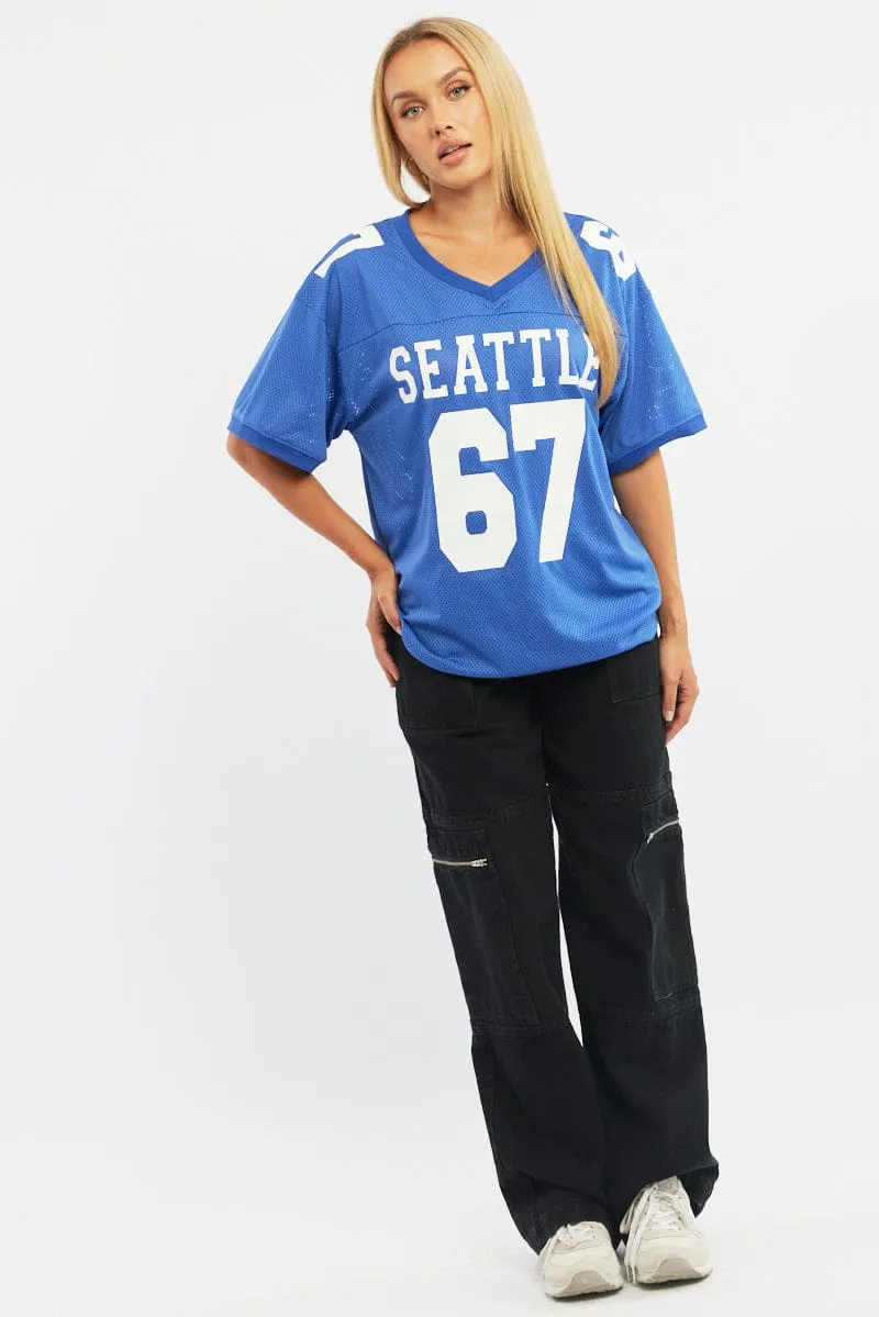 Blue Sport Tee V-neck
