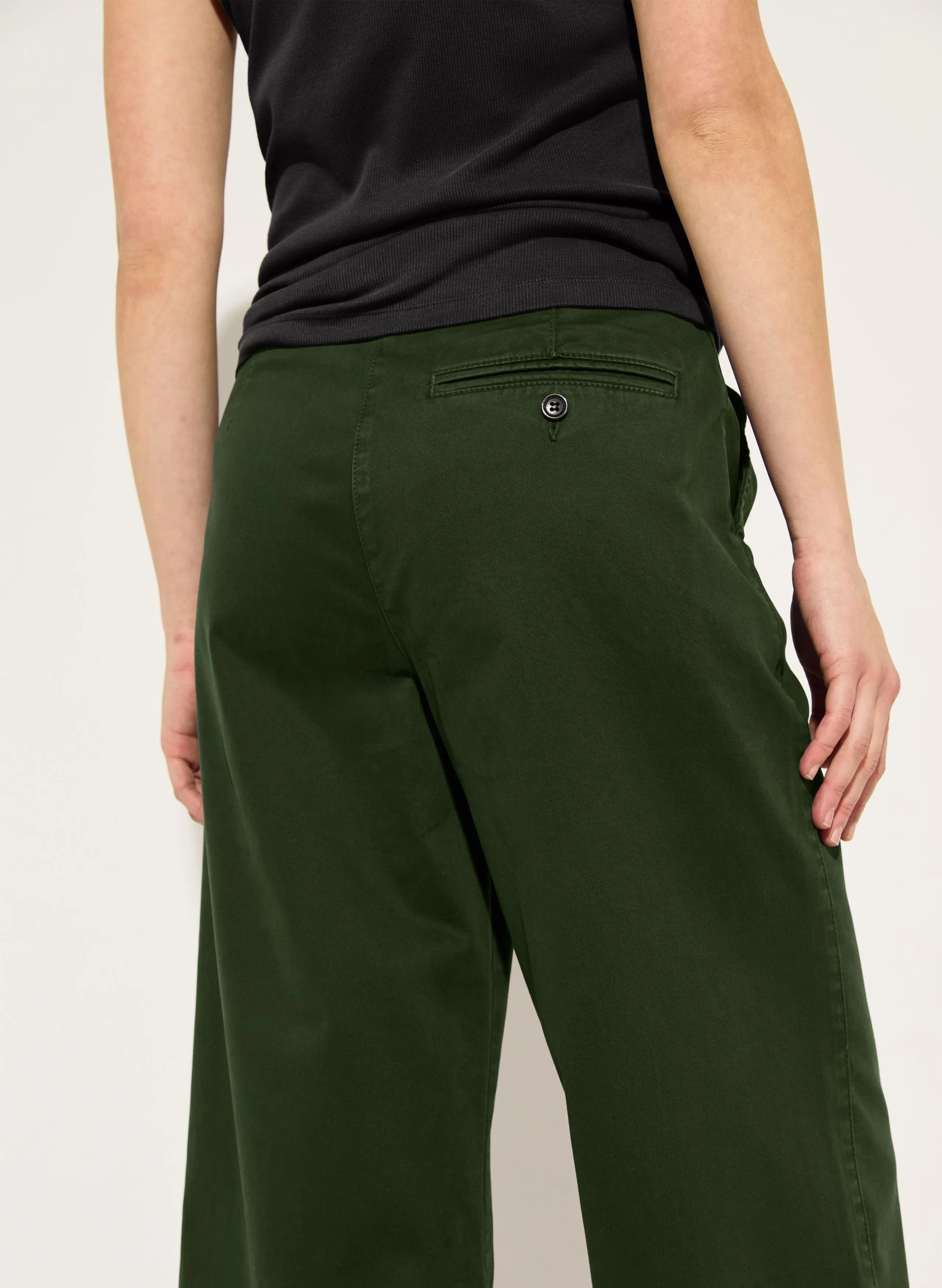 Brielle Organic Cotton Wide Leg Trousers | Deep Khaki