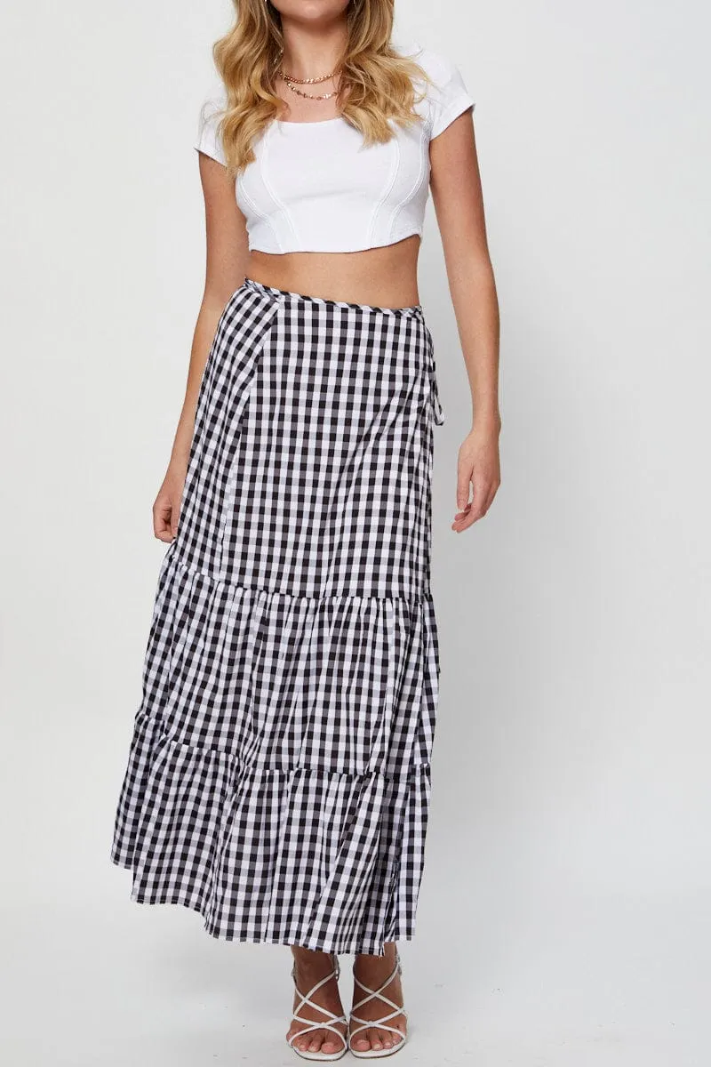 Check Maxi Skirt High Rise