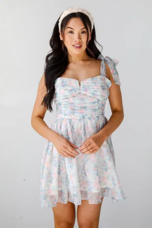 Darling Composure Ivory Floral Mini Dress