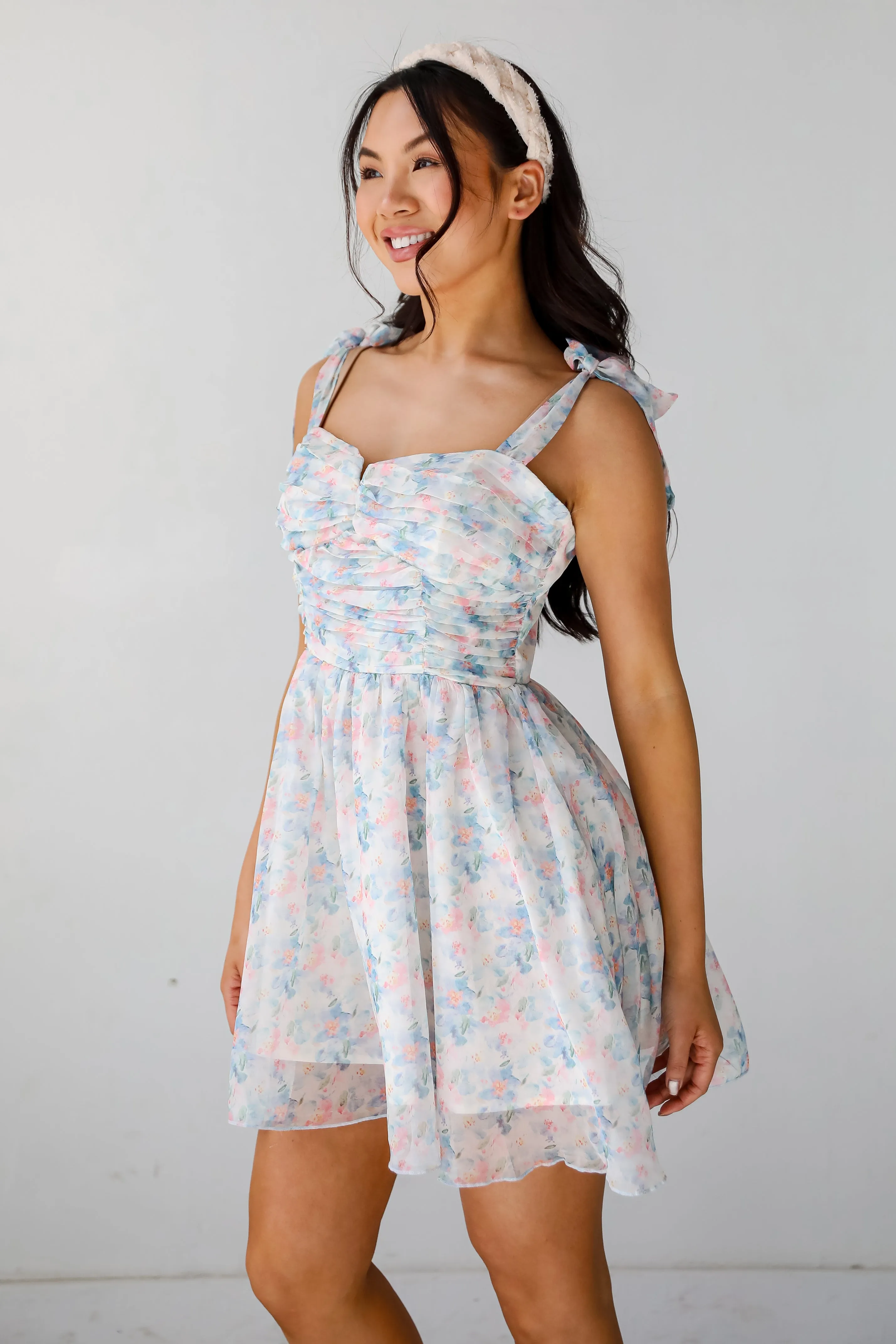 Darling Composure Ivory Floral Mini Dress