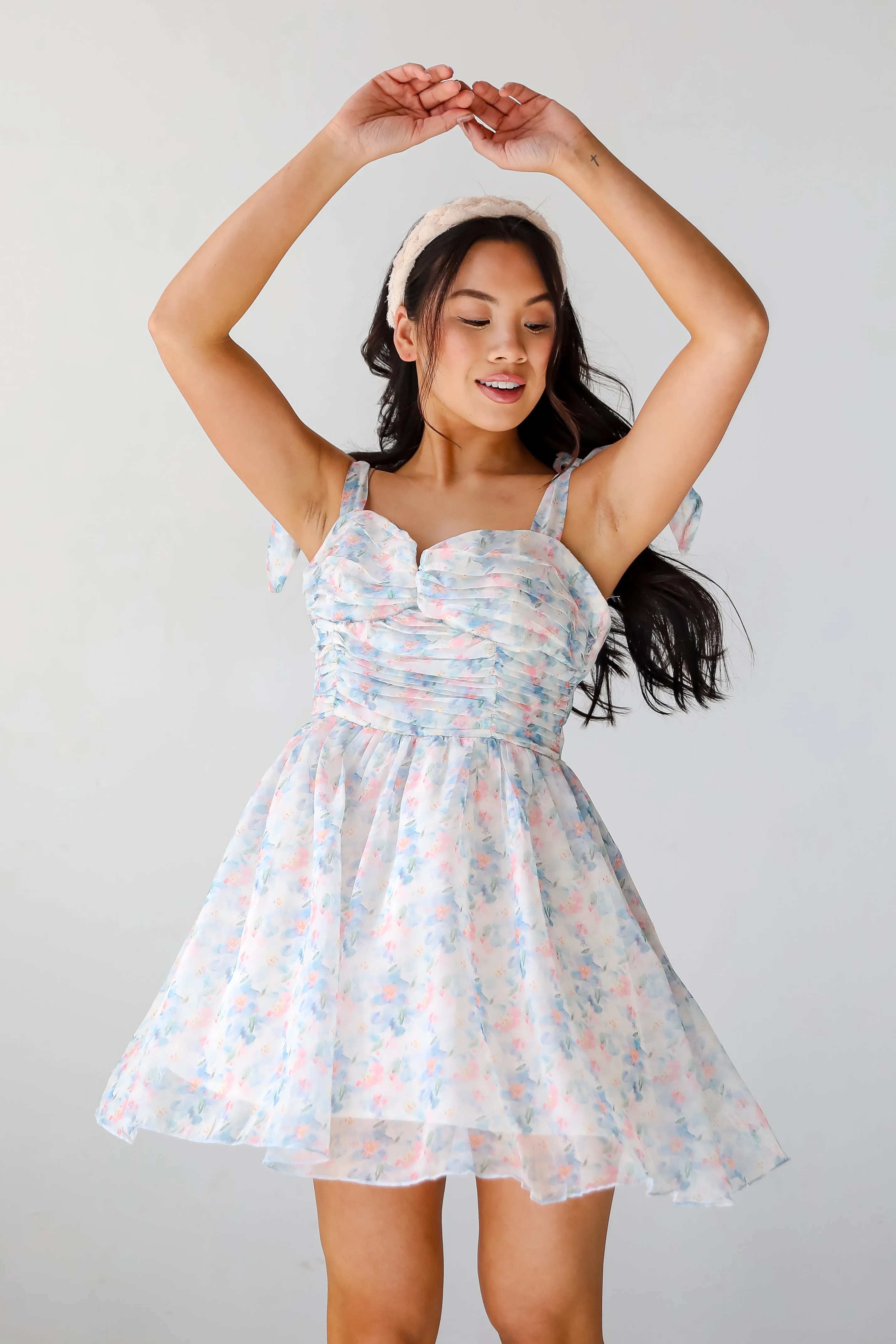 Darling Composure Ivory Floral Mini Dress
