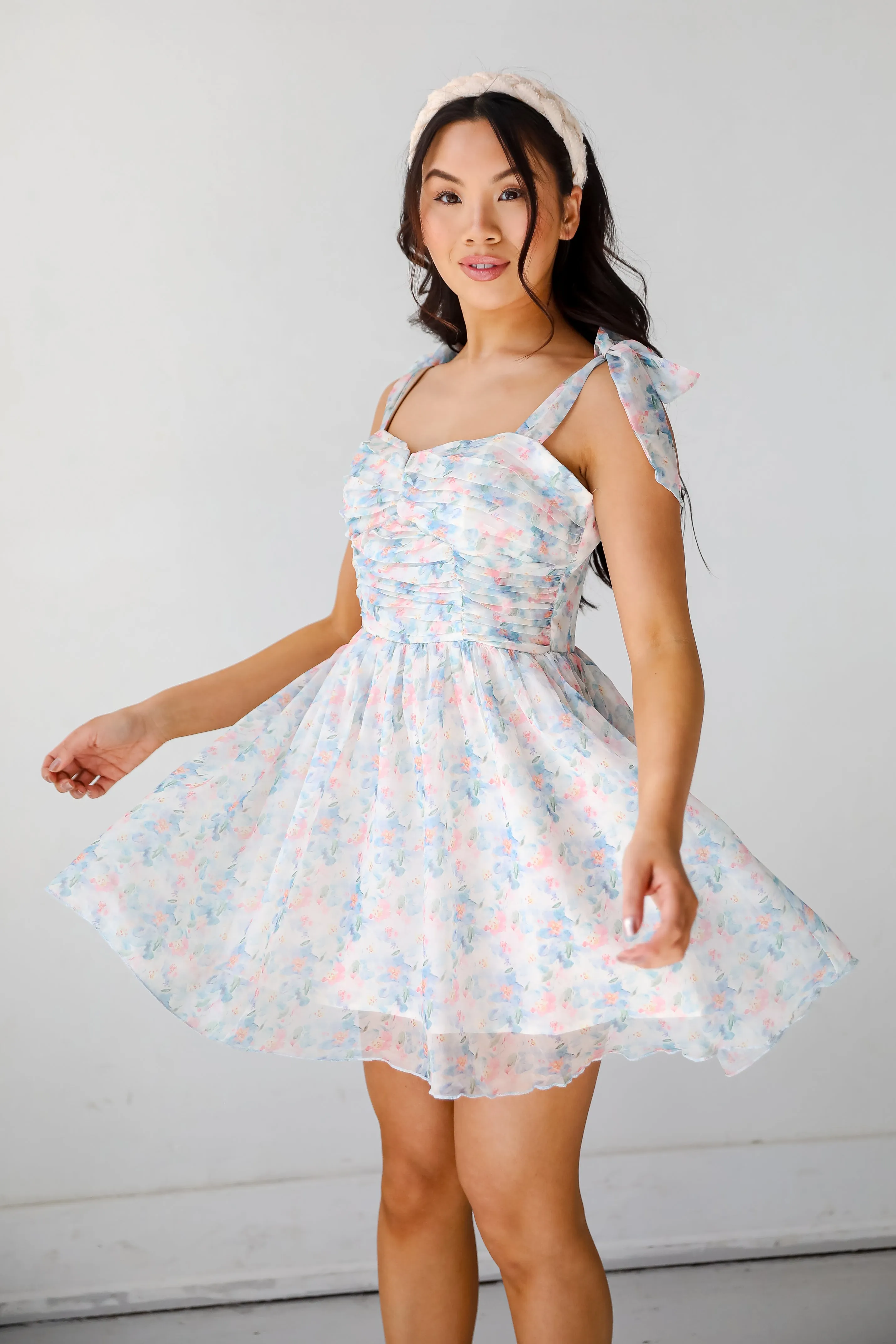 Darling Composure Ivory Floral Mini Dress