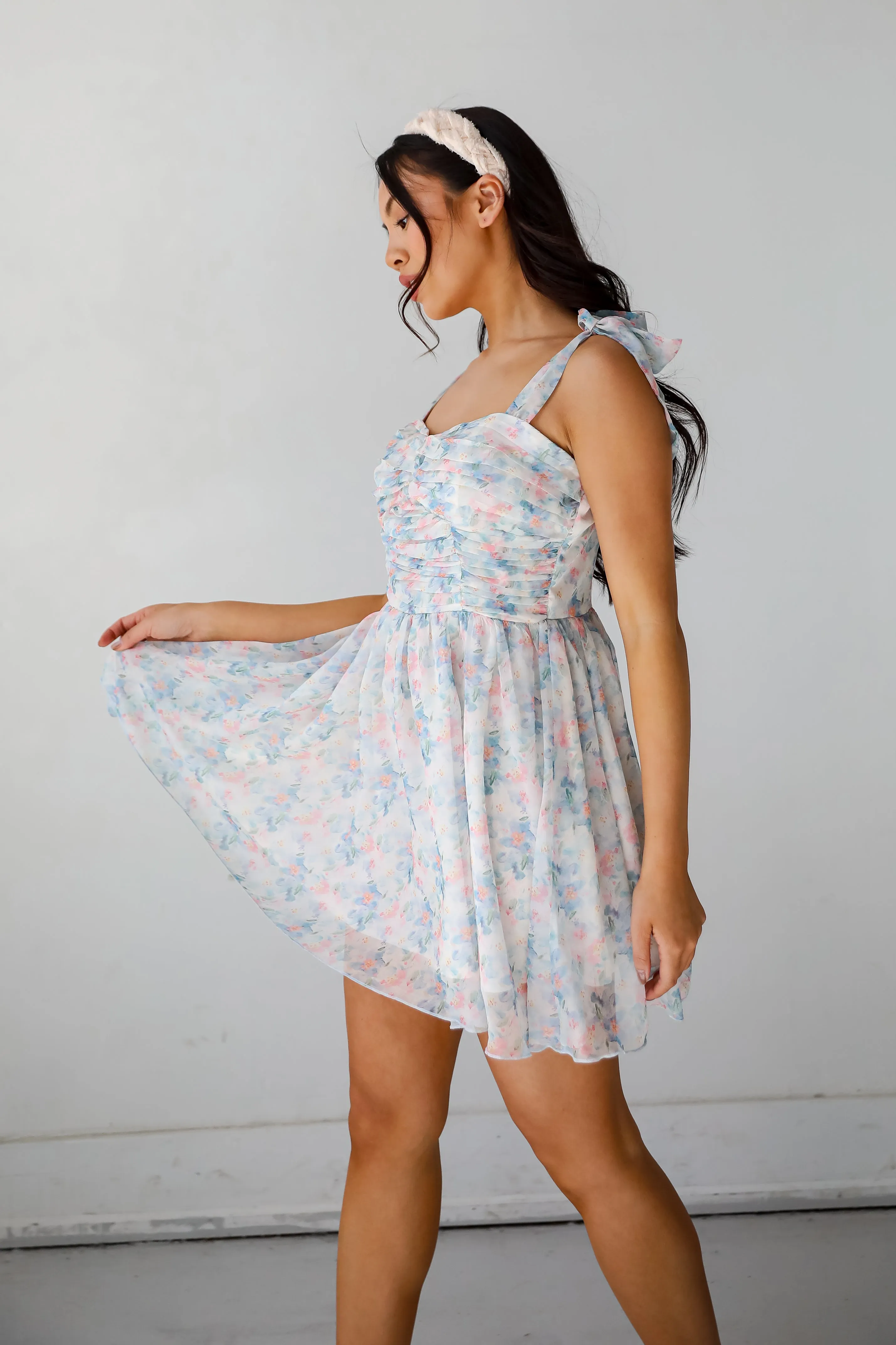 Darling Composure Ivory Floral Mini Dress