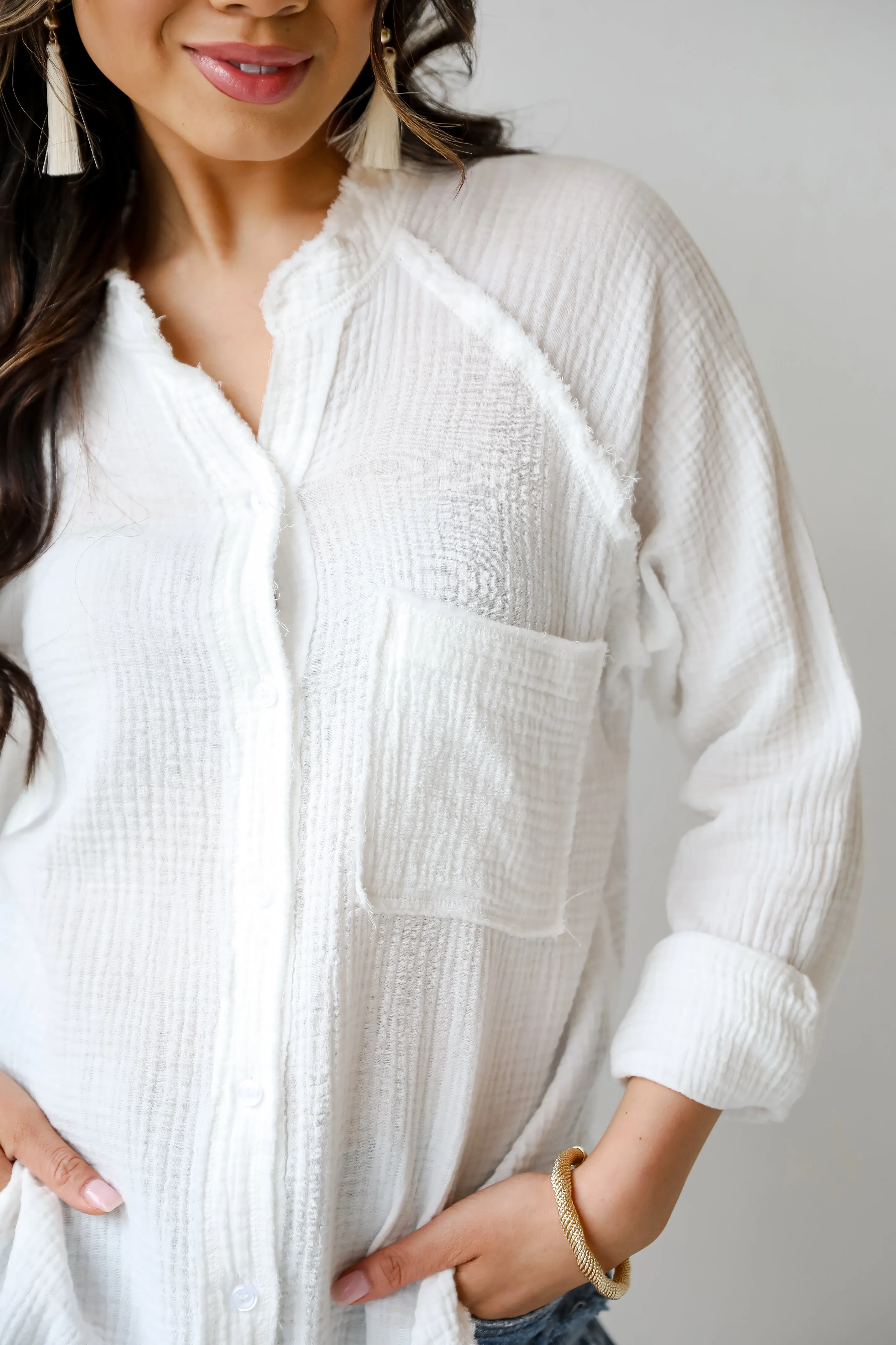FINAL SALE - Compelling Charisma White Linen Blouse